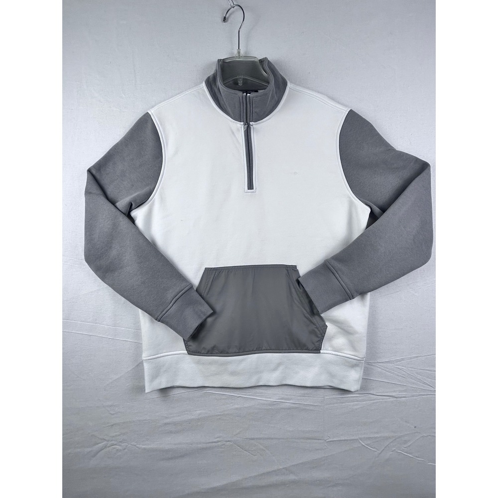 Michael Kors Mens Quarter Zip Pullover‎ Sweatshirt White Grey Colorblock Large